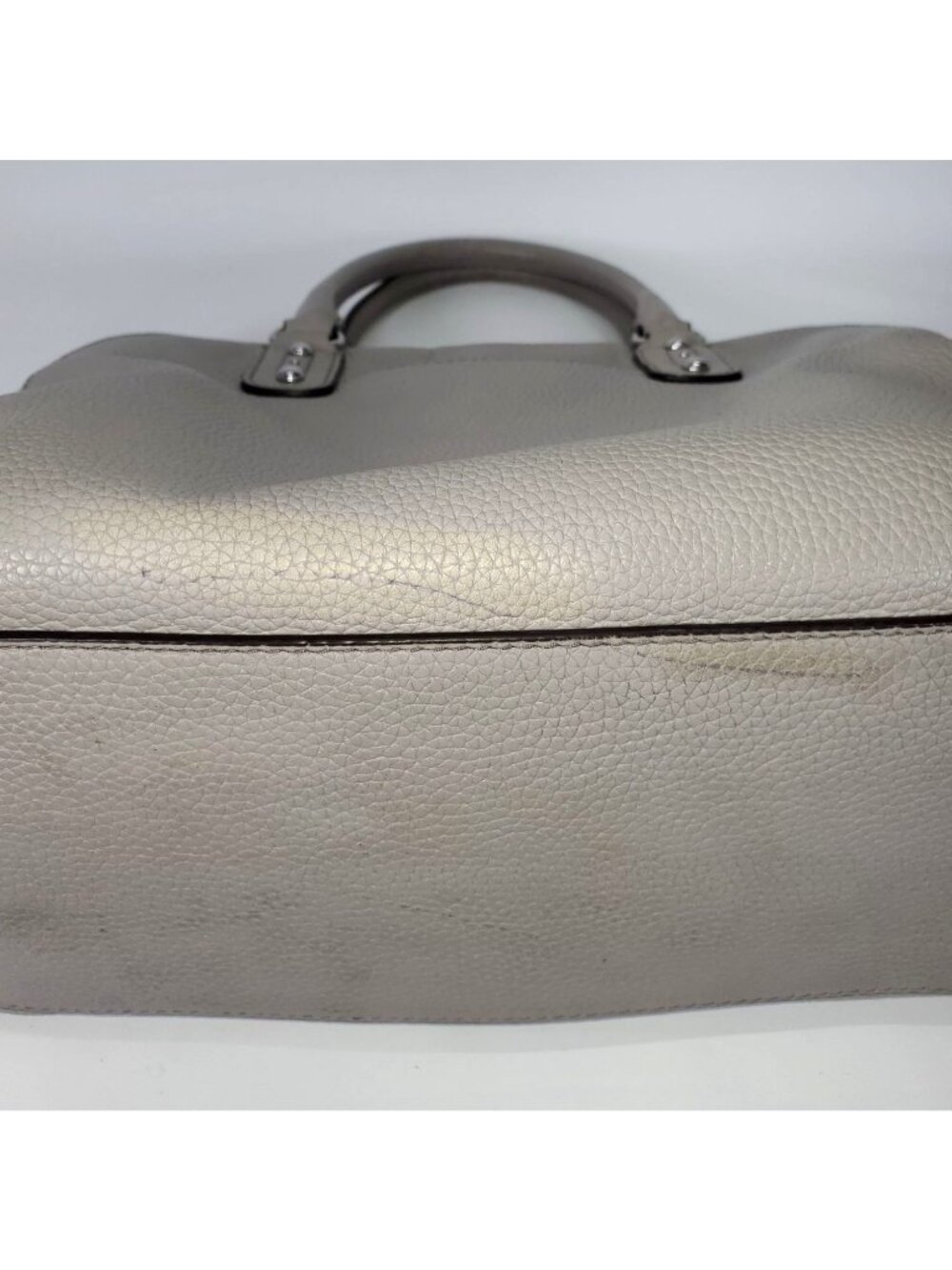 Michael Kors Women's Grey Leather Dome Satchel 1522 - Picture 7 of 15